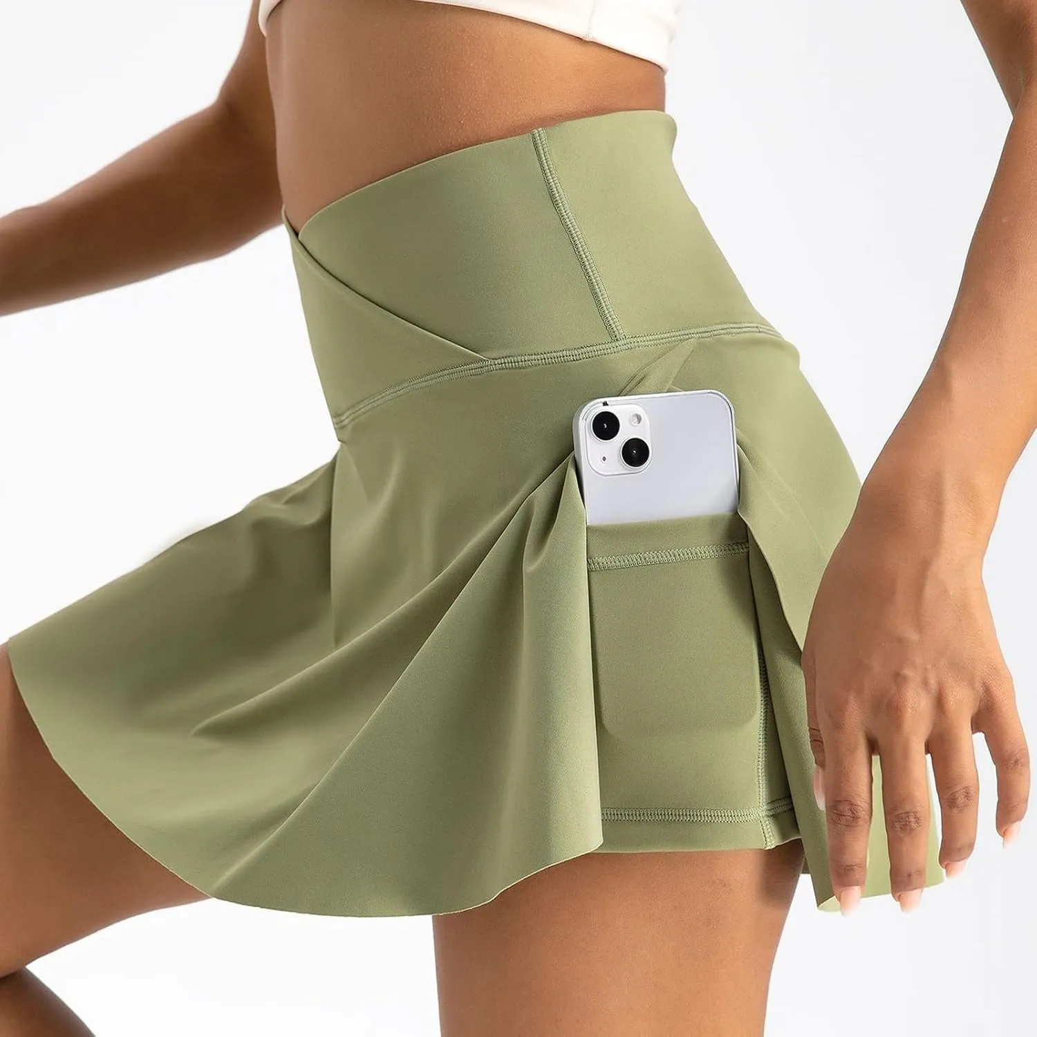 Tennis Skirts for Women with Shorts Summer Built-in Shorts Crossover Tennis Golf Workout Skirts Short with Pockets