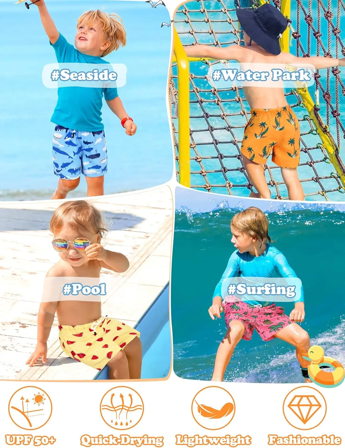 Toddler Swim Trunks Quick Dry Toddler Bathing Suits for Boys Swim Shorts Baby Swimsuit Boys Board Shorts Kids Swimwear