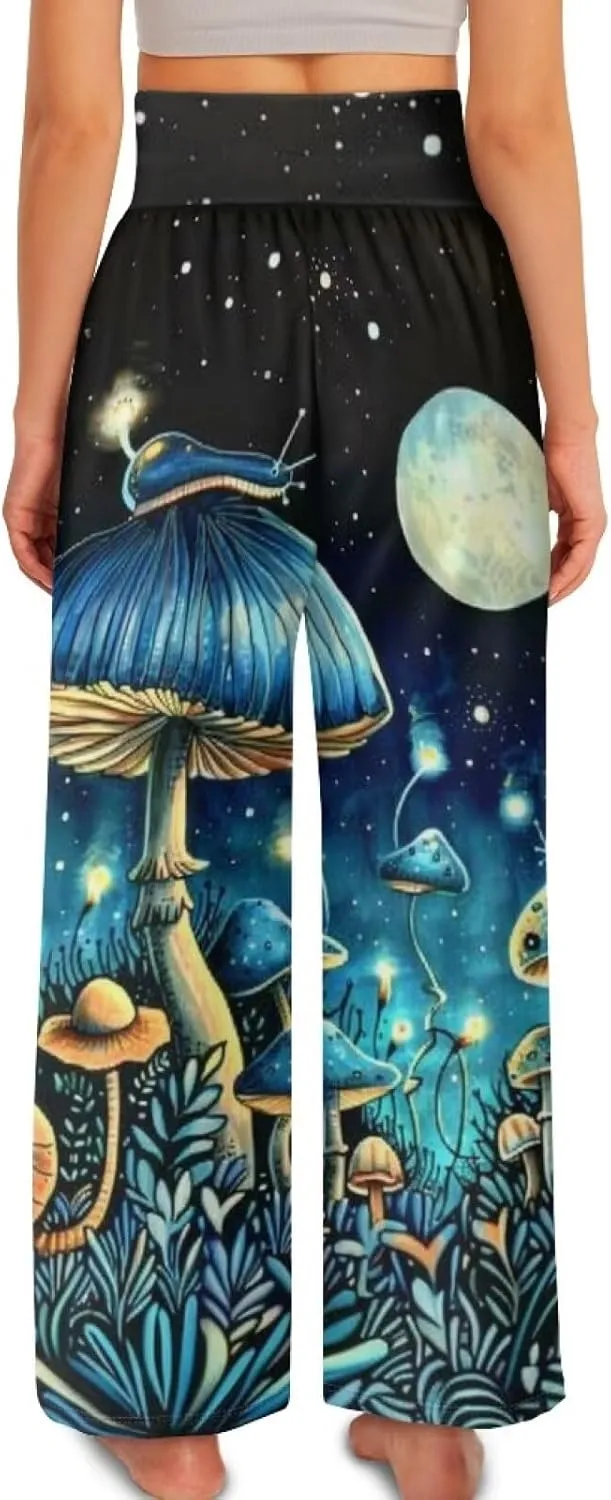 TODIYADDU Womens Wide Leg Pants Novelty Yoga Pants with Pockets High Waist Lounge Sweatpants for Workout Trendy Pajama Pants