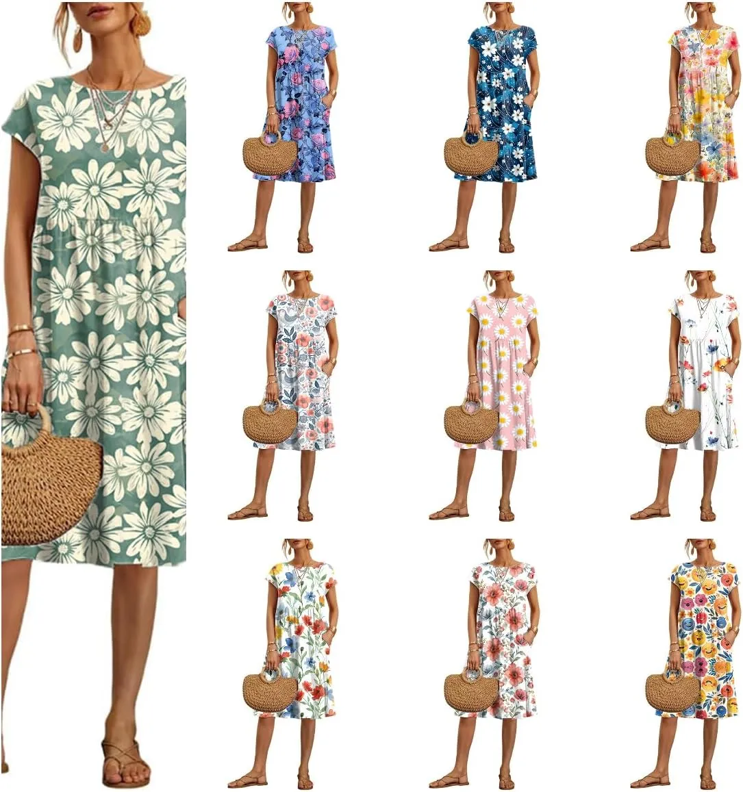 Tshirt Dress Women Loose Fitting Summer Sun Midi Plus Size Dress Casual Beach Dresses for Women Vacation
