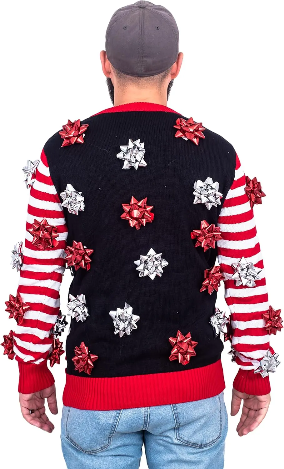 Ugly Christmas Sweater Gift Wrapping Bow Cardigan