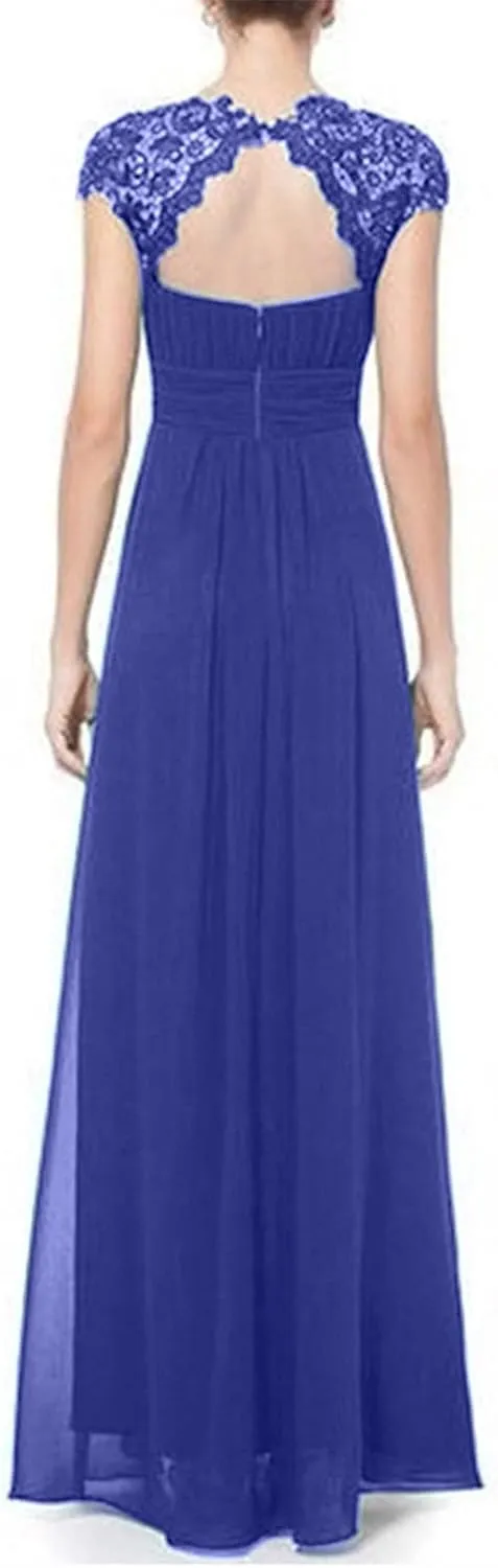 Uillui Womnes Gowns and Evening Dresses for Wedding Guest Fairy Lace Crochet Chiffon Maxi Dresses Formal Evening Party Gowns
