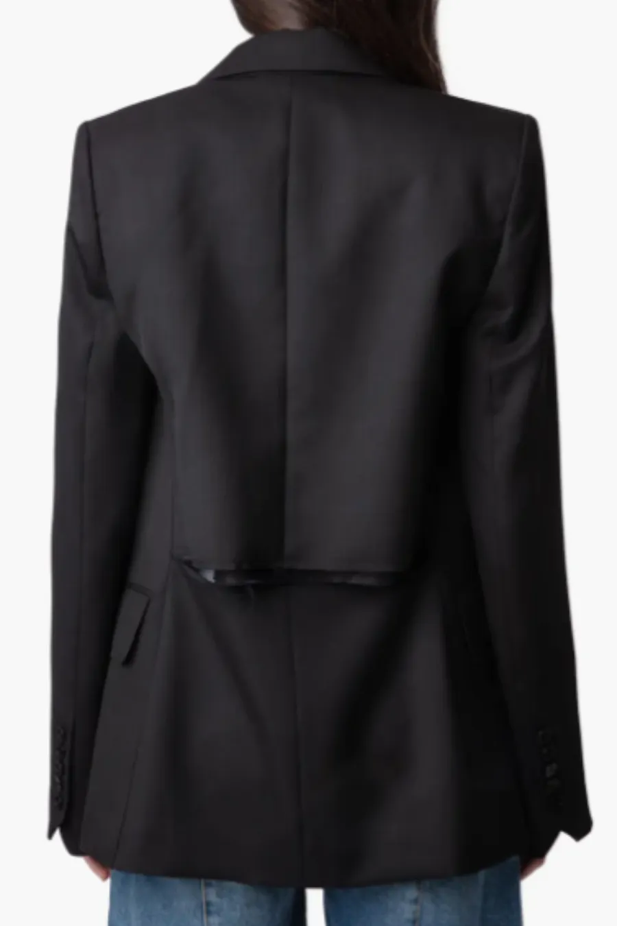 Vaena Double Breasted Slit Blazer Noir