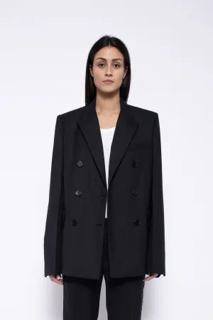 Vaena Double Breasted Slit Blazer Noir