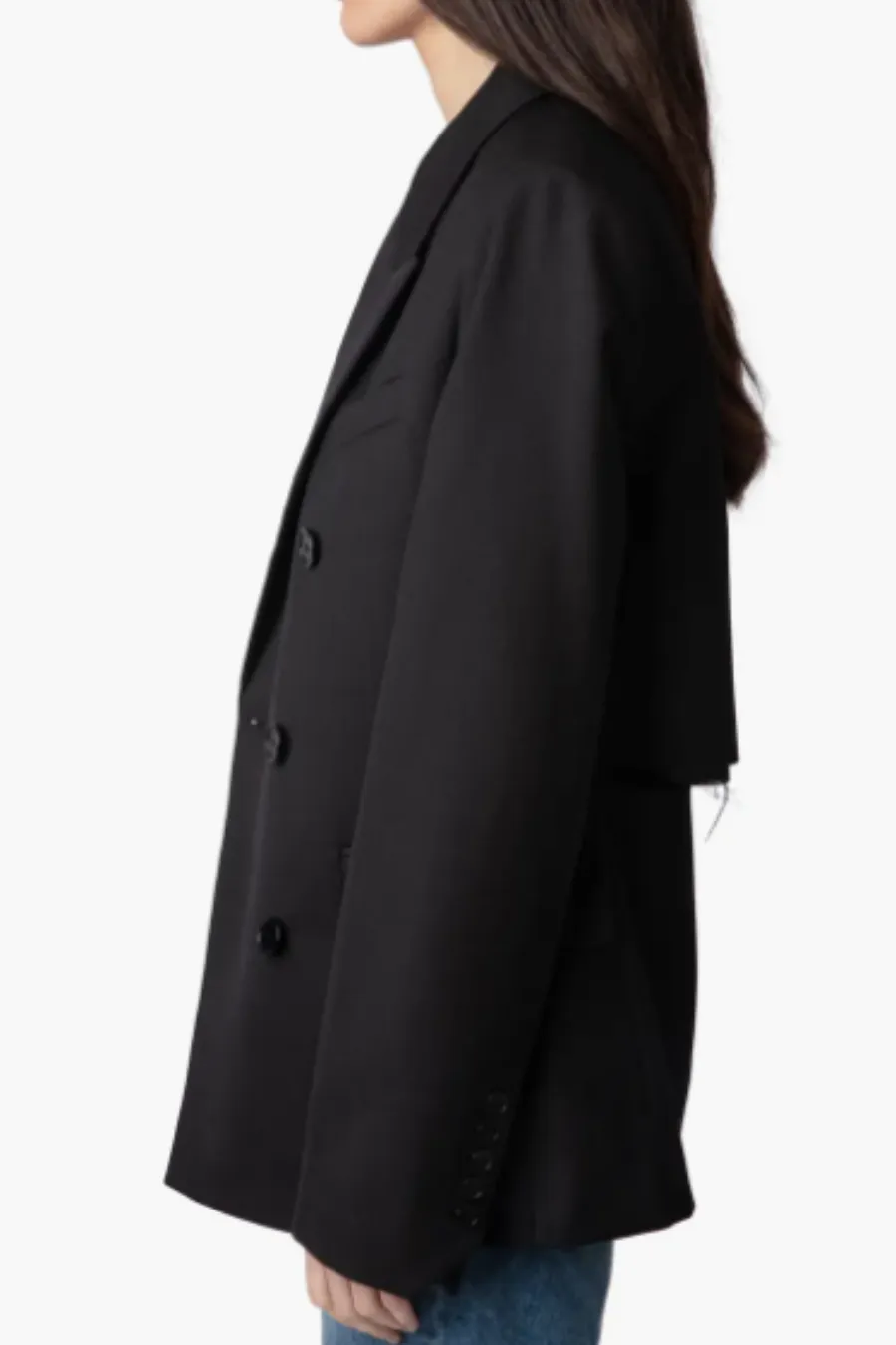 Vaena Double Breasted Slit Blazer Noir