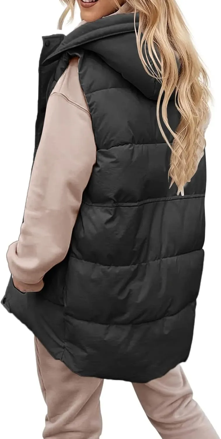 Vest Top Padded Coat Quilted Padded Jacket for Wowomen with Hood Puffer Jacket Windbreaker Quilted Coat Winter Soft