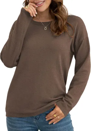VIISHOW Women's Pullover Sweaters Long Sleeve Print Knitted Crew Neck Sweater Tops a Little Run Big