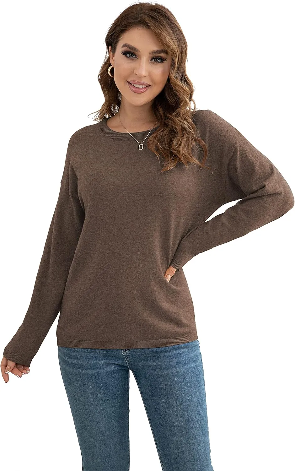 VIISHOW Women's Pullover Sweaters Long Sleeve Print Knitted Crew Neck Sweater Tops a Little Run Big