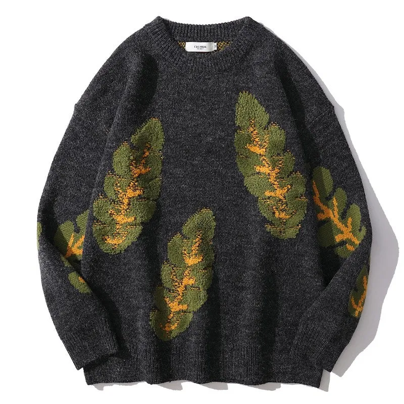 Vintage design gradient sweater pullover loose knit sweater warm top