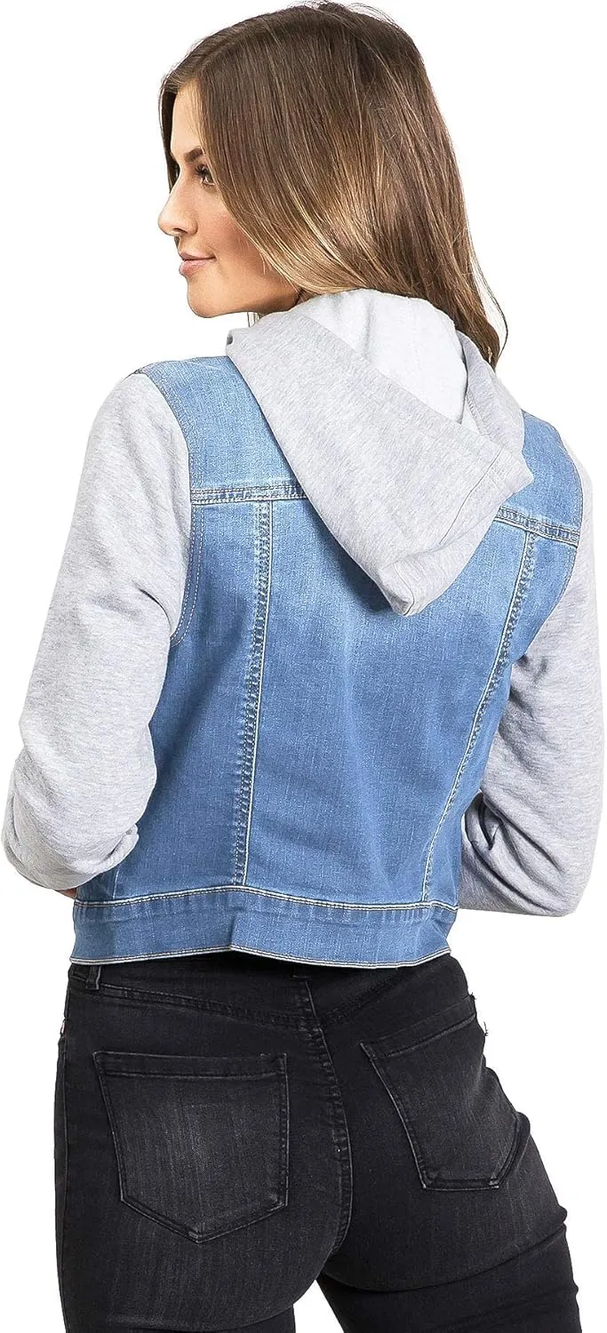 Wax Jeans Women's Juniors Hoodie Denim Jacket