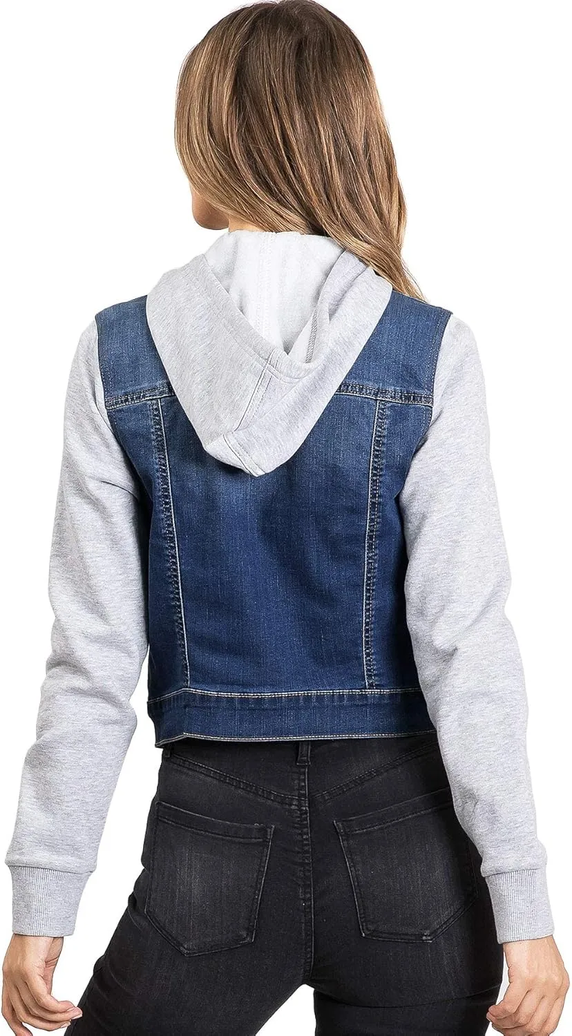 Wax Jeans Women's Juniors Hoodie Denim Jacket