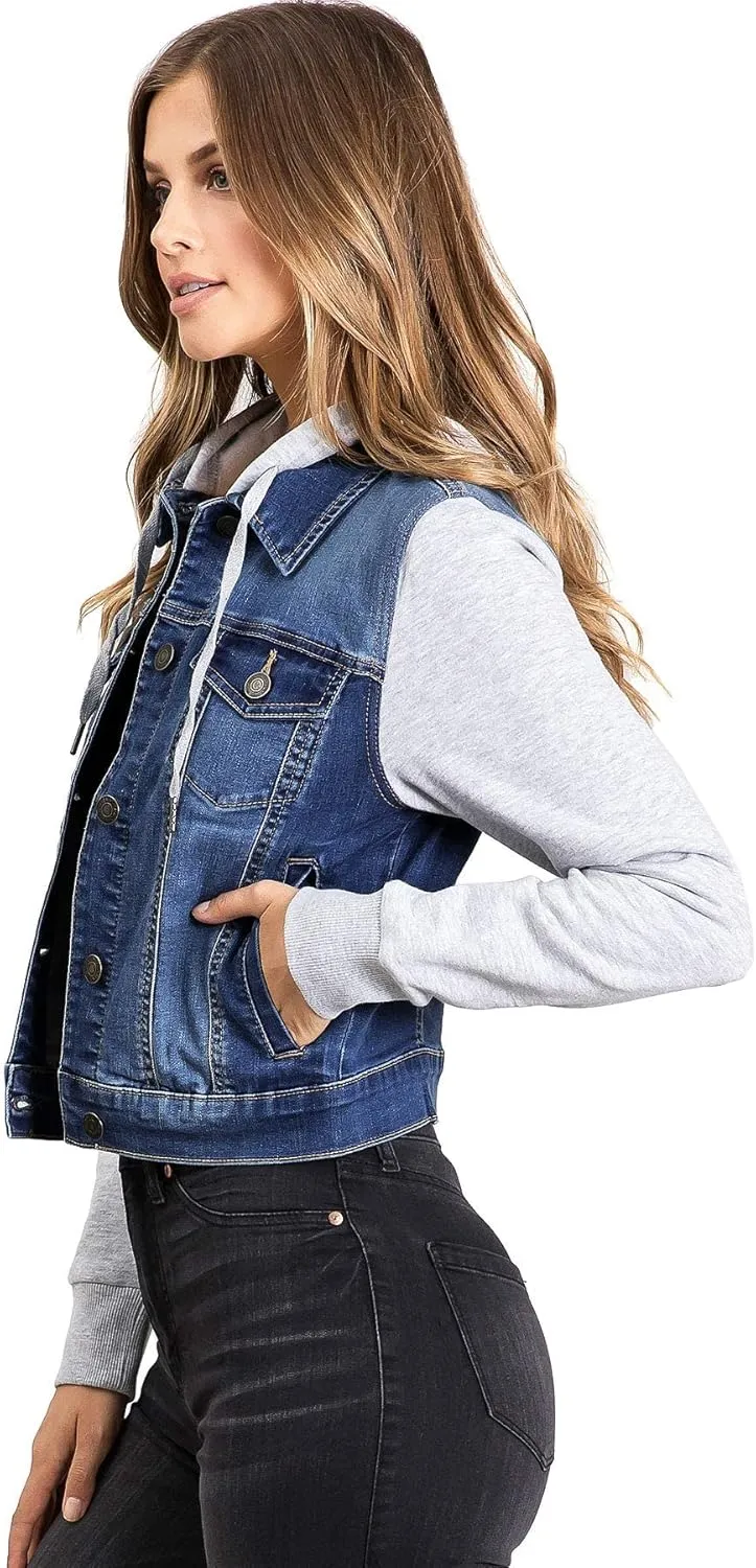 Wax Jeans Women's Juniors Hoodie Denim Jacket