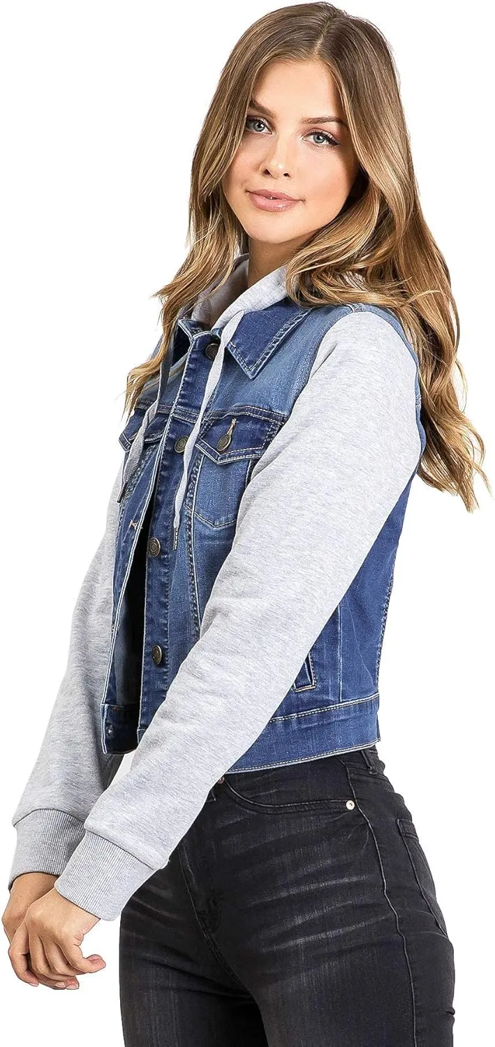 Wax Jeans Women's Juniors Hoodie Denim Jacket