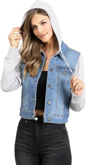 Wax Jeans Women's Juniors Hoodie Denim Jacket