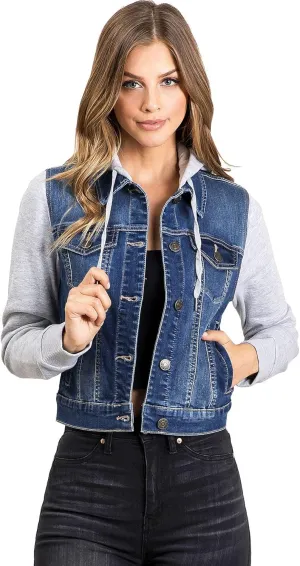 Wax Jeans Women's Juniors Hoodie Denim Jacket