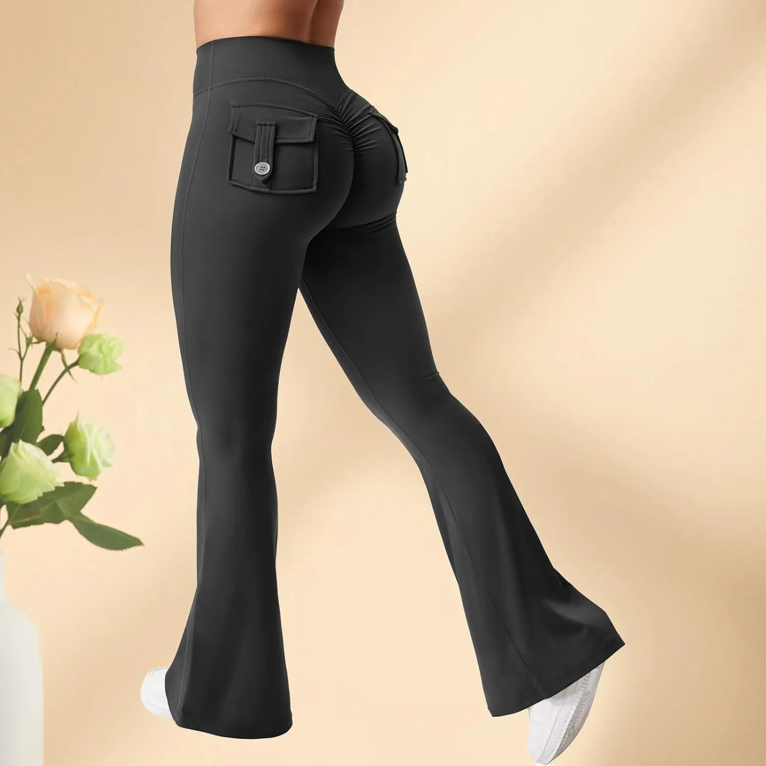 Wide Leg Pants Woman Yoga Fit High Waisted Sweatpants Soft Flare Leggings Athletic Tummy Control Trouser Cargo Pant