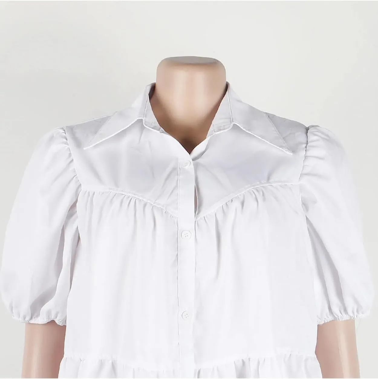 Women Casual Dresses Summer Short Sleeve Button Down Solid Midi Patchwork Dress
