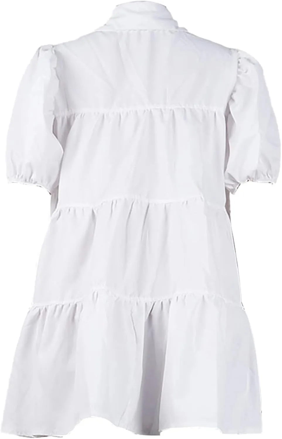 Women Casual Dresses Summer Short Sleeve Button Down Solid Midi Patchwork Dress