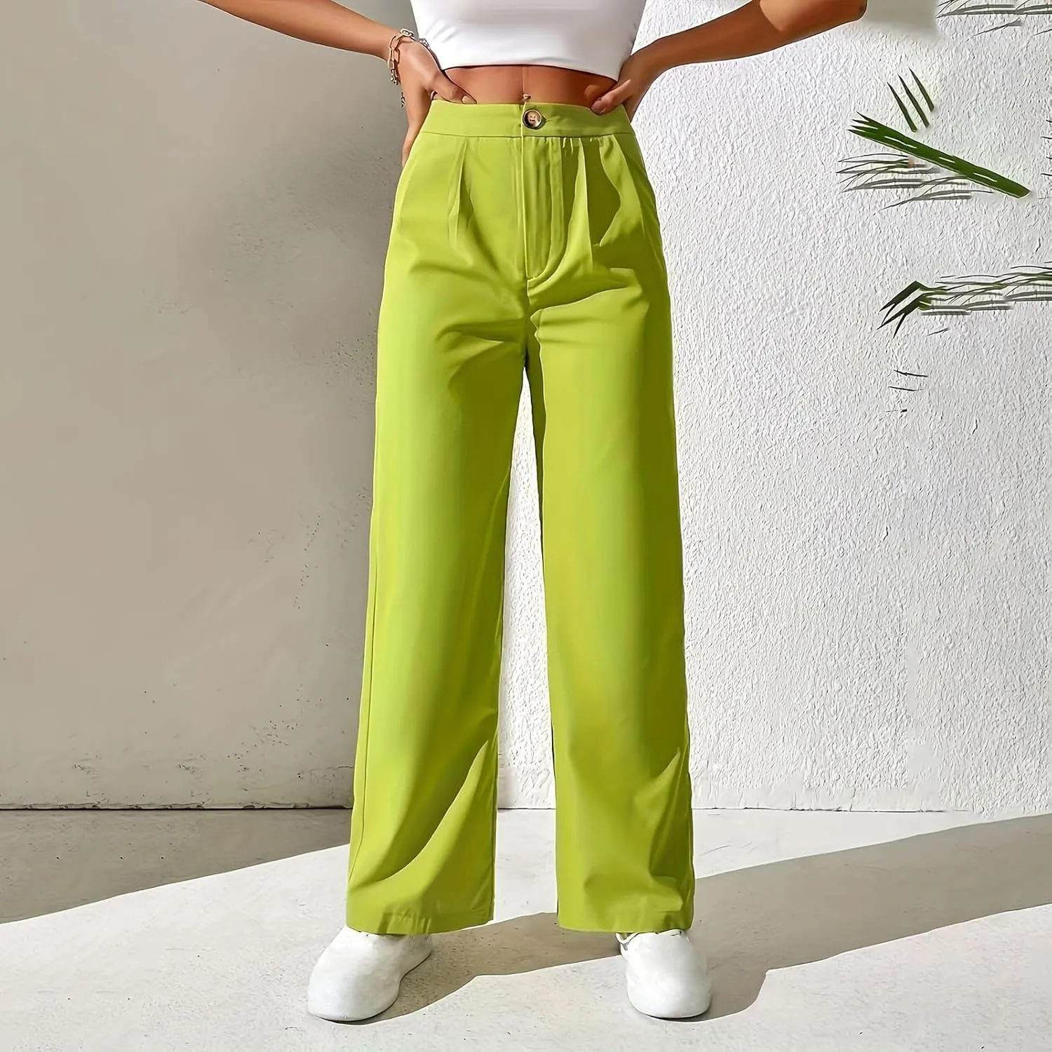 Women Casual High Waist Suit Pants Business Work Trousers Dressy Stretchy Pants Straight Suits Pants Wide Leg Pant