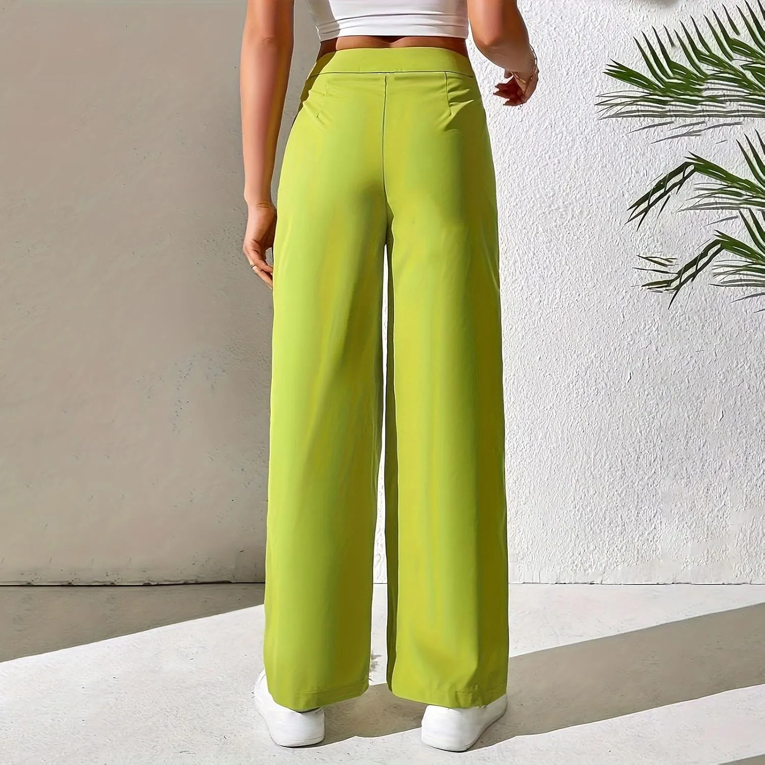 Women Casual High Waist Suit Pants Business Work Trousers Dressy Stretchy Pants Straight Suits Pants Wide Leg Pant
