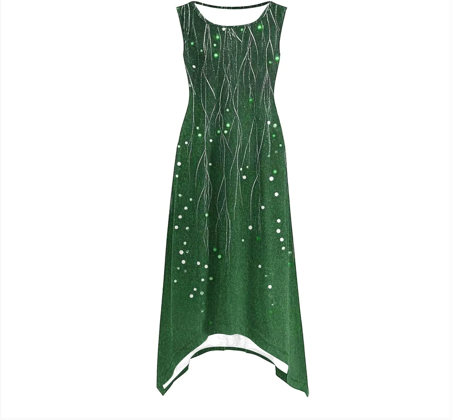 Women Casual Summer Dress Sleeveless Sundress Hankerchief Hem Midi Tank Dresses Beach Dress A Line Flowy Party Dresses