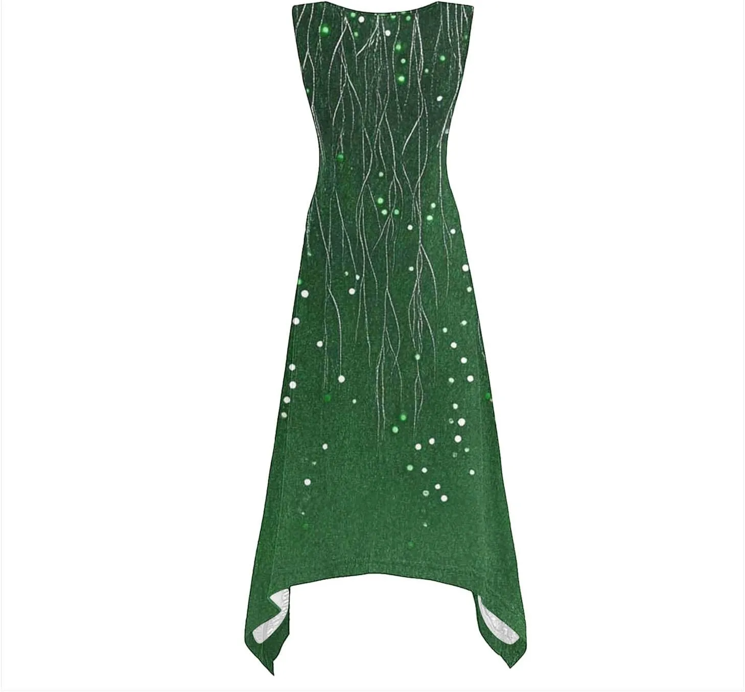 Women Casual Summer Dress Sleeveless Sundress Hankerchief Hem Midi Tank Dresses Beach Dress A Line Flowy Party Dresses