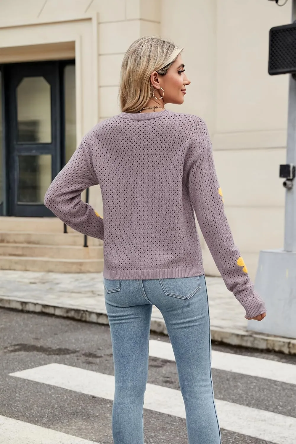 Women Crochet Cropped Cardigan Sweaters Lightweight Button Down V Neck Cardigan Flower Knit Open Front Cute Outfits Fall