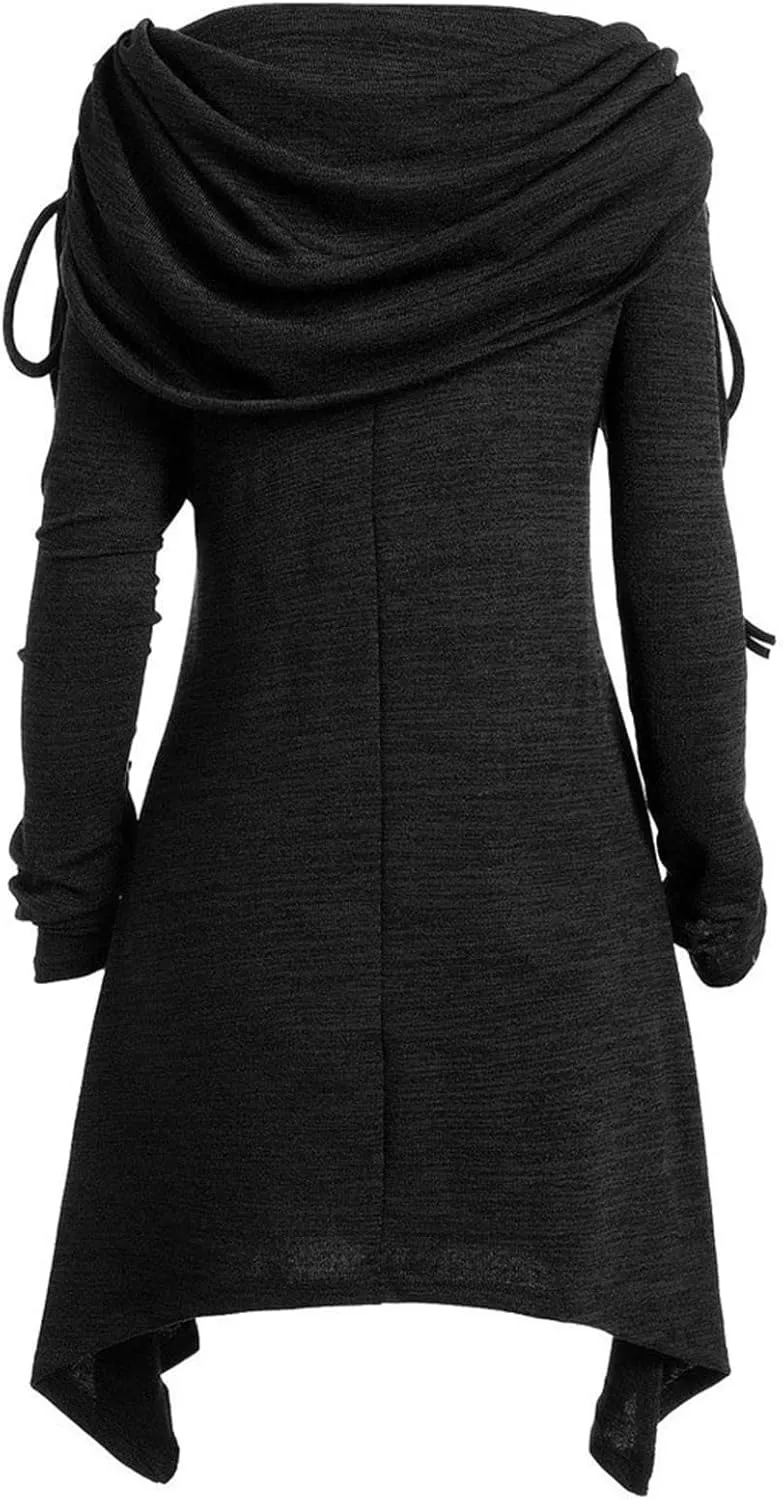 Women Dresses Christmas Printed Casual Full Sleeve Foldover Off The Shoulder Pleated Collar Drawstring Dress Plus Size