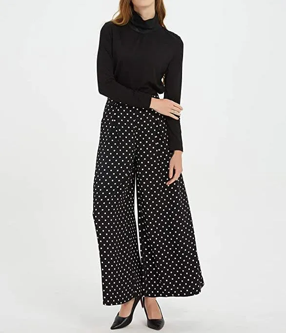Women High Waist Casual Wide Leg Pants Elegant Work Pants Palazzo Pants Trousers with Pockets Lounge Pants Flowy