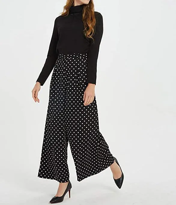 Women High Waist Casual Wide Leg Pants Elegant Work Pants Palazzo Pants Trousers with Pockets Lounge Pants Flowy