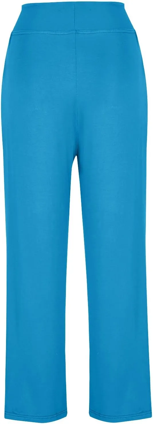 Women High Waist Yoga Trousers Solid Color Wide Leg Drawstring Casual Leggings Trendy Going Out Workout Yoga Pants