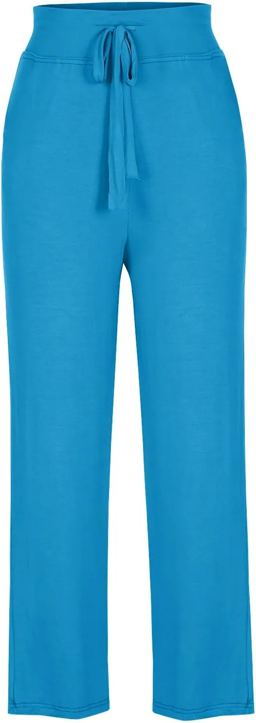 Women High Waist Yoga Trousers Solid Color Wide Leg Drawstring Casual Leggings Trendy Going Out Workout Yoga Pants