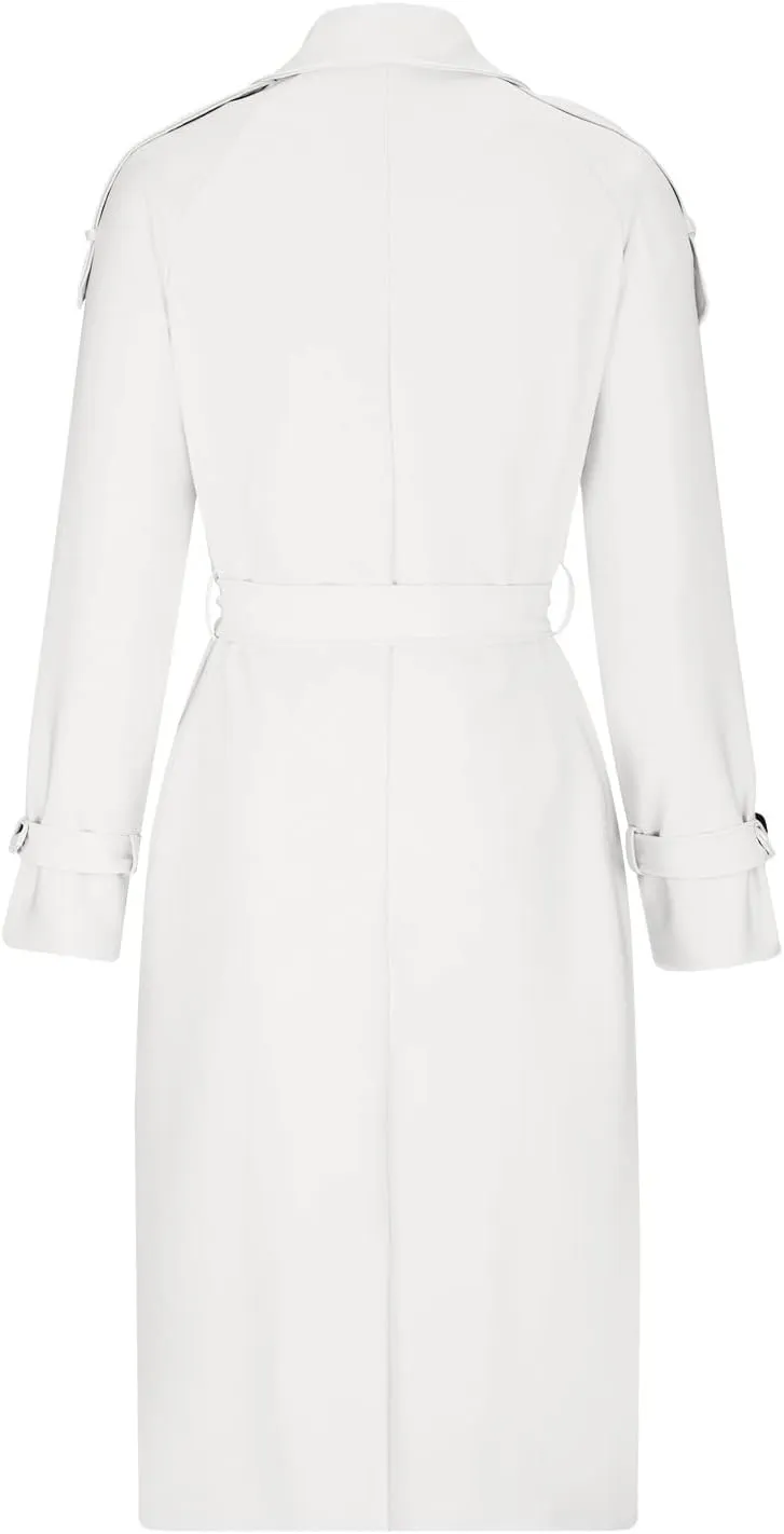 Women Notch Lapel Collar Trench Coats Open Front Cardigan Double Breasted Jacket Casual Long Peacoat 2022 Trendy Clothes