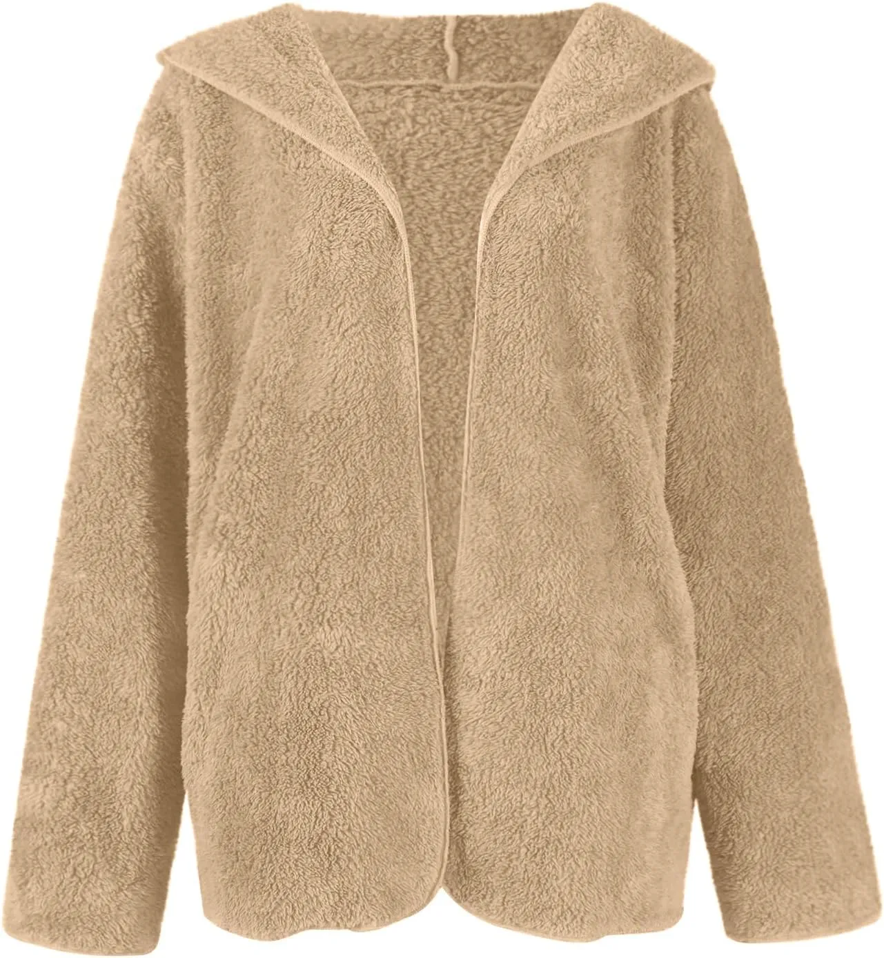 Women Sherpa Jacket Oversized Fleece Jacket Fall Teddy Bear Coat with Pockets Plus Size Open Front Hooded Cardigan