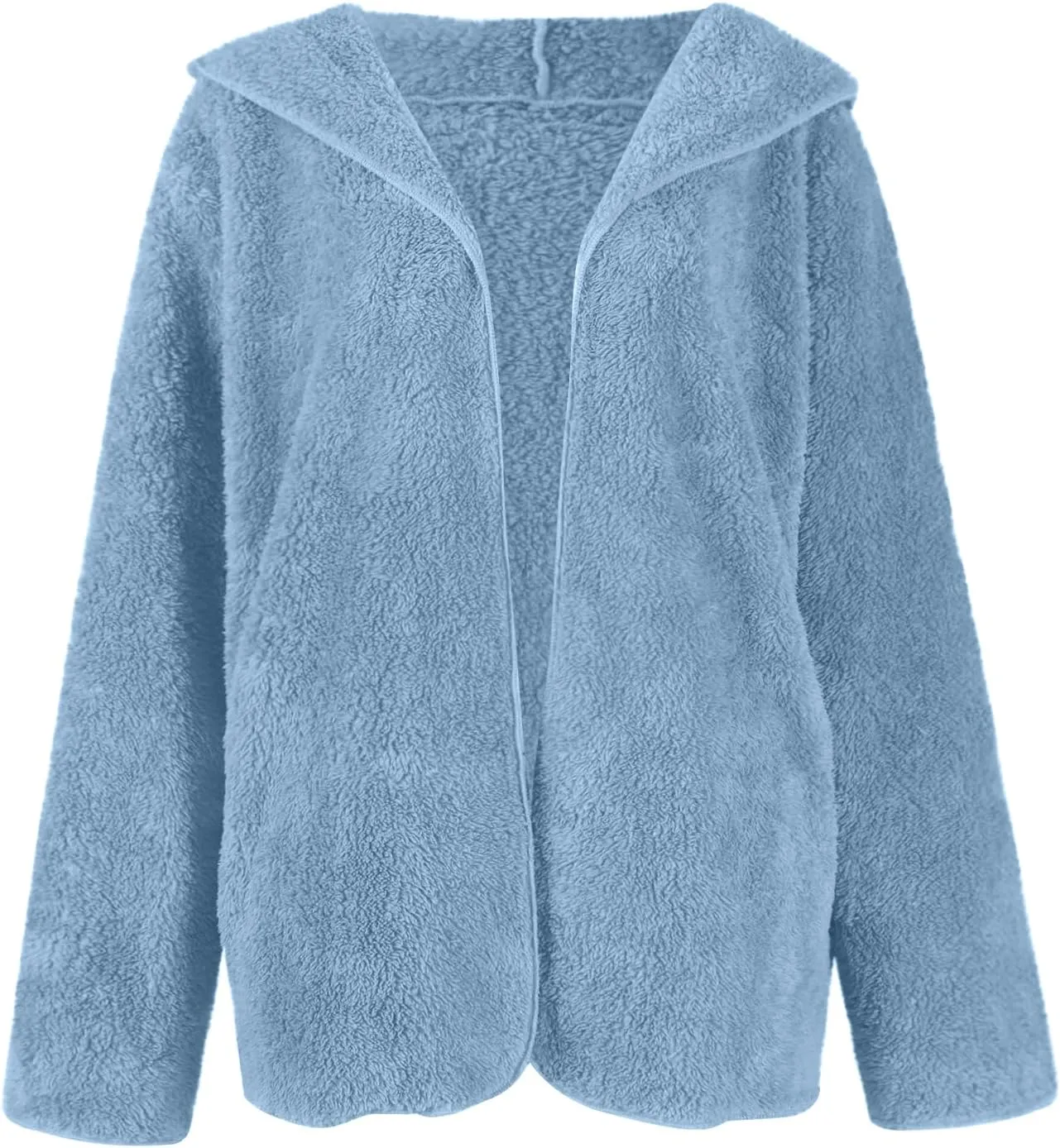 Women Sherpa Jacket Oversized Fleece Jacket Fall Teddy Bear Coat with Pockets Plus Size Open Front Hooded Cardigan