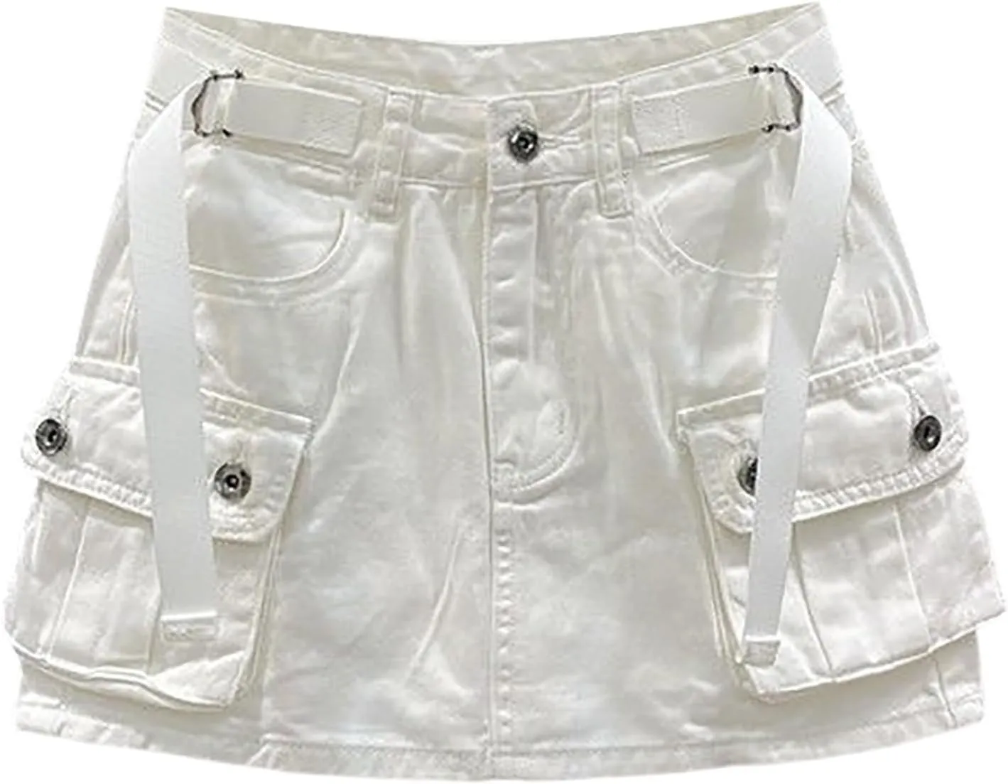 Women Soild Mini Cargo Skirt Low Waist Short Denim Jean Skirt 3 Piece Suit Women Office