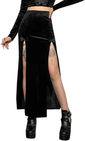 Women Steampunk Gothic Skirt Chain Belt High Slit Long Maxi Rave Punk Goth Alt Skirts Festival Clothing