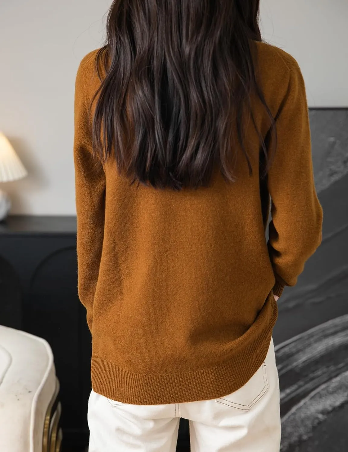 Women's 100% Merino Wool Seamless Sweater Turtleneck First-Line Ready to Wear Long Sleeve Knitted Pullover Tops