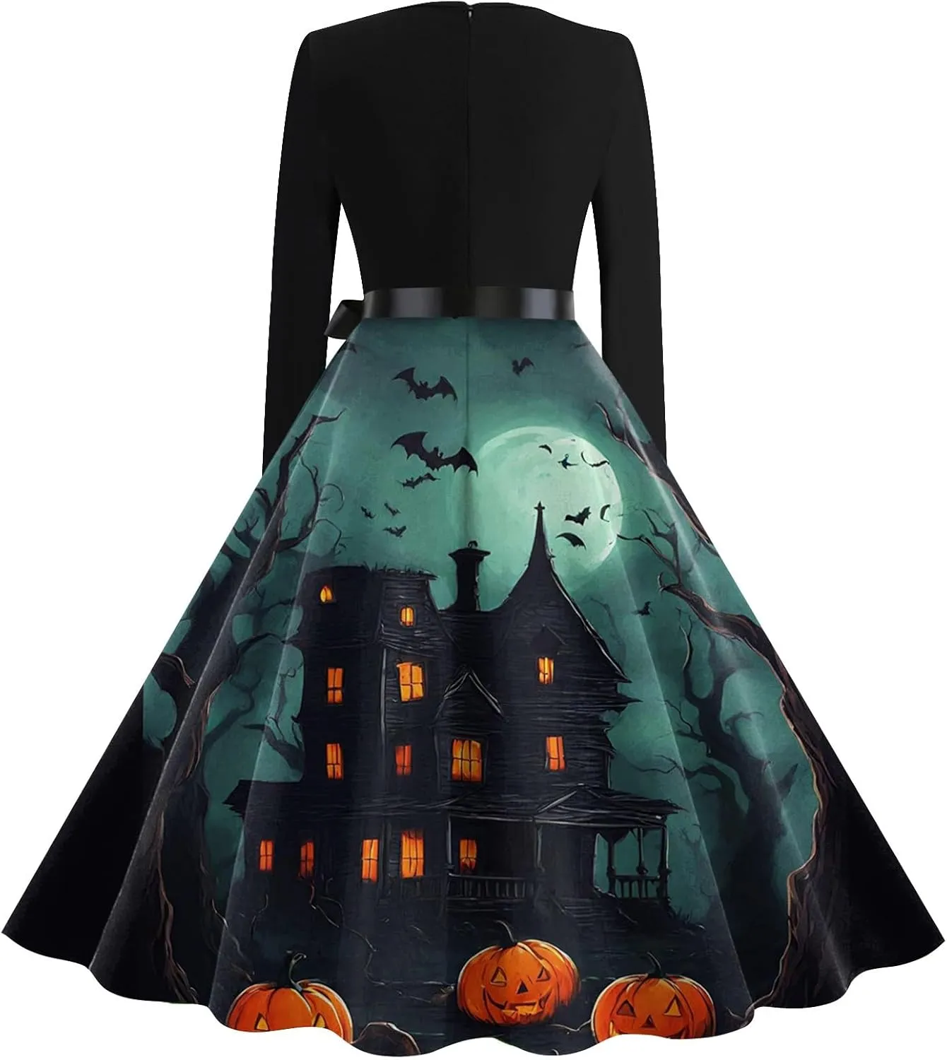 Womens 2024 Summer Fall Casual Fashion Long Sleeve Christmas Halloween Graphic Printed Classic Vintage Dresses