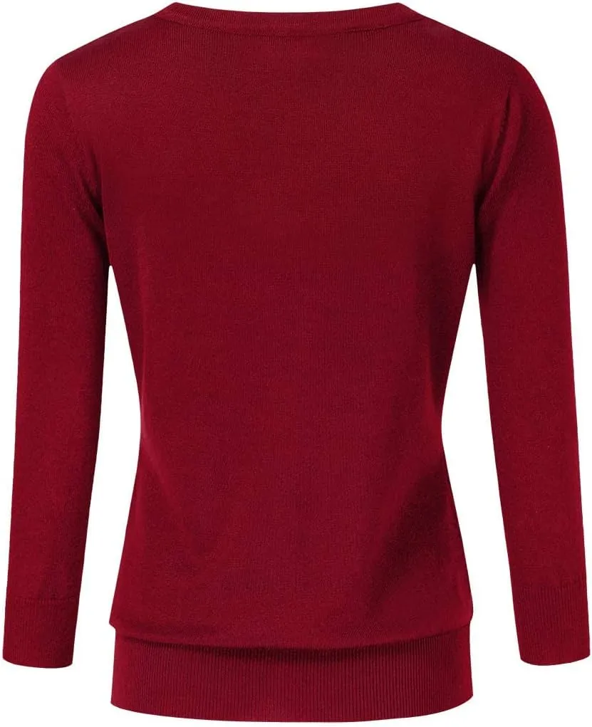 Women's 3/4 Sleeve Button Down Sweater Cardigan
