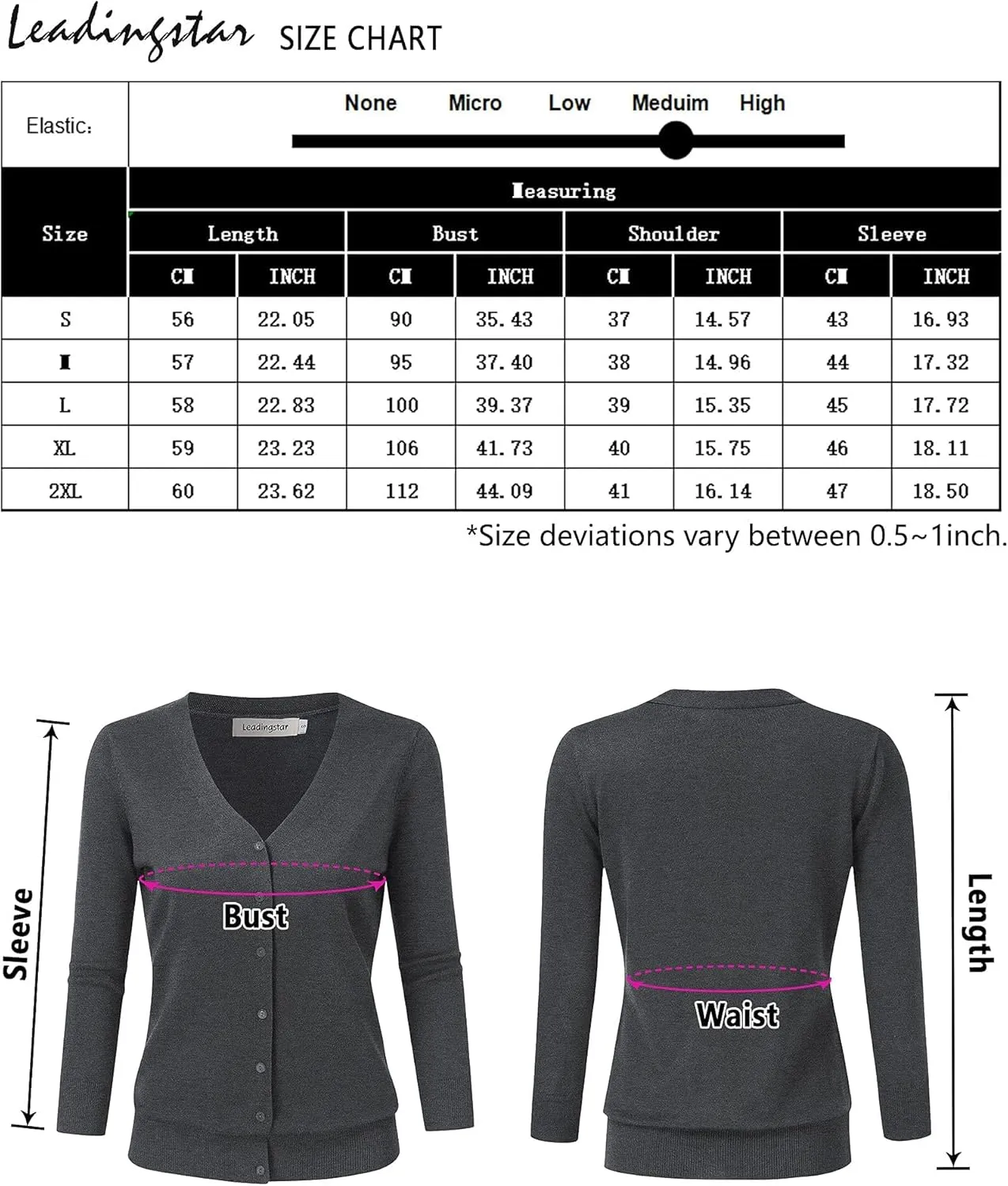 Women's 3/4 Sleeve Button Down Sweater Cardigan