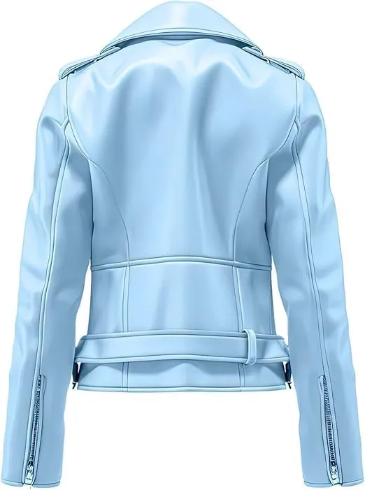 Women's Biker Multi Color Leather Jacket, Leather Biker Jacket for Women, Faux Leather Biker Bomber Jacket