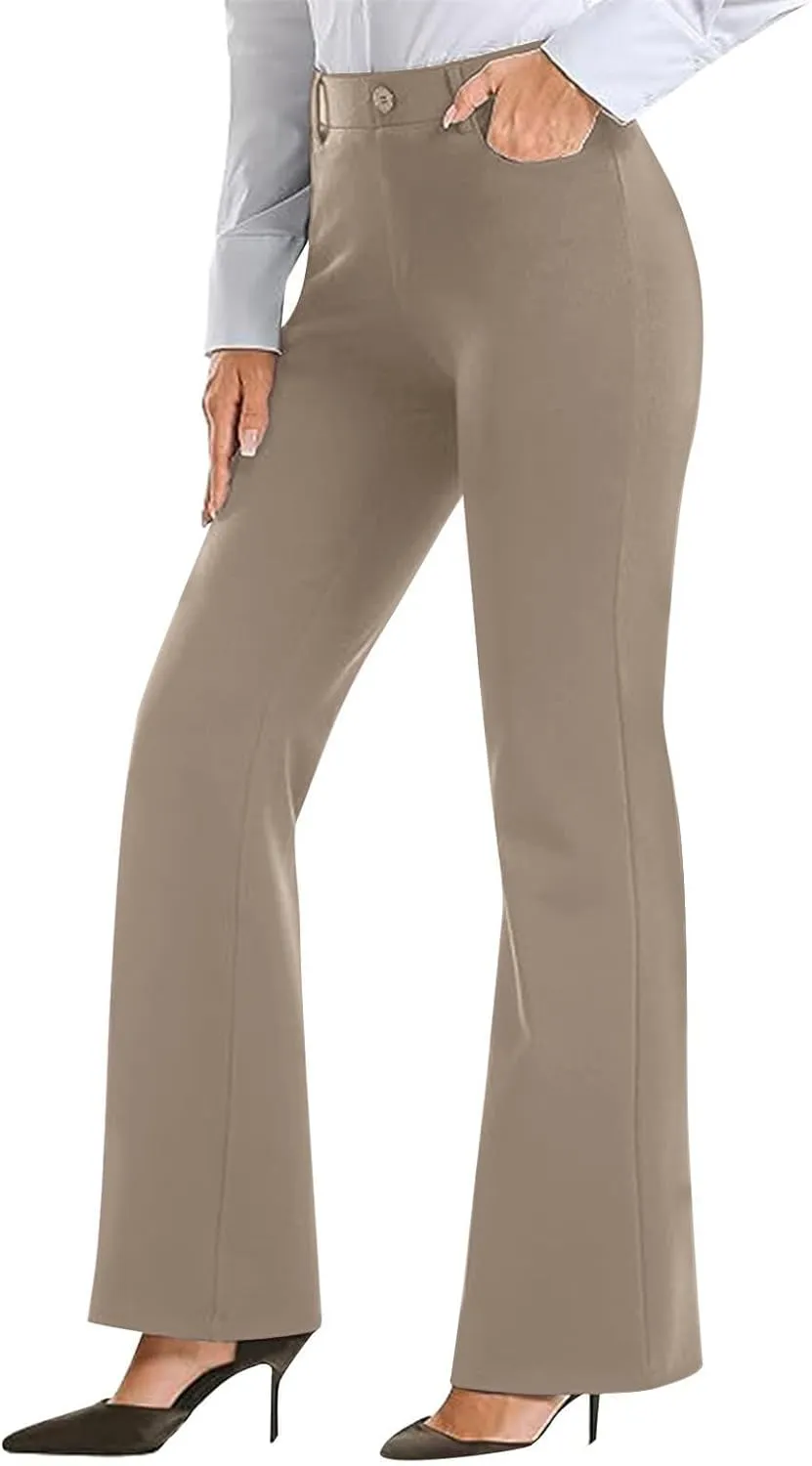 Womens Bootcut Dress Pants Business Casual Work Pants with Pockets High Waist Stretchy Trousers Office Slacks