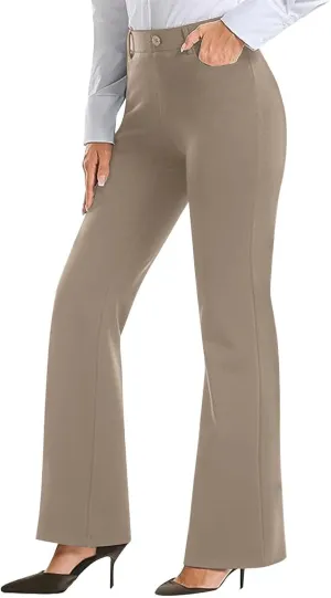 Womens Bootcut Dress Pants Business Casual Work Pants with Pockets High Waist Stretchy Trousers Office Slacks