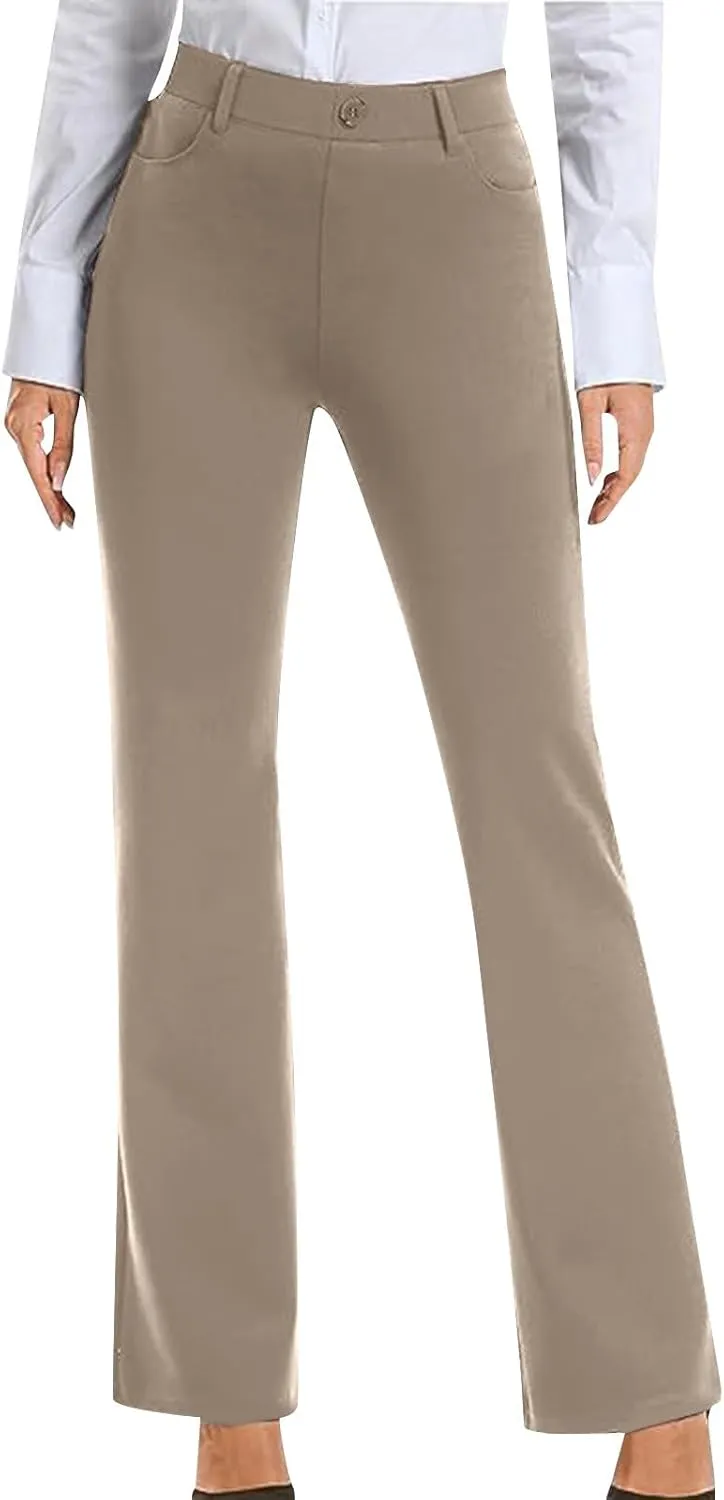 Womens Bootcut Dress Pants Business Casual Work Pants with Pockets High Waist Stretchy Trousers Office Slacks
