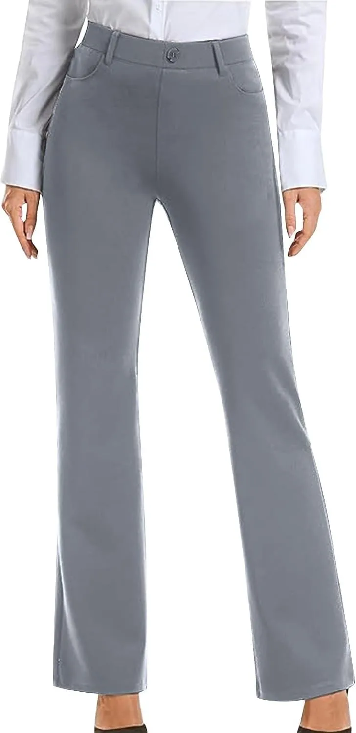 Womens Bootcut Dress Pants Business Casual Work Pants with Pockets High Waist Stretchy Trousers Office Slacks