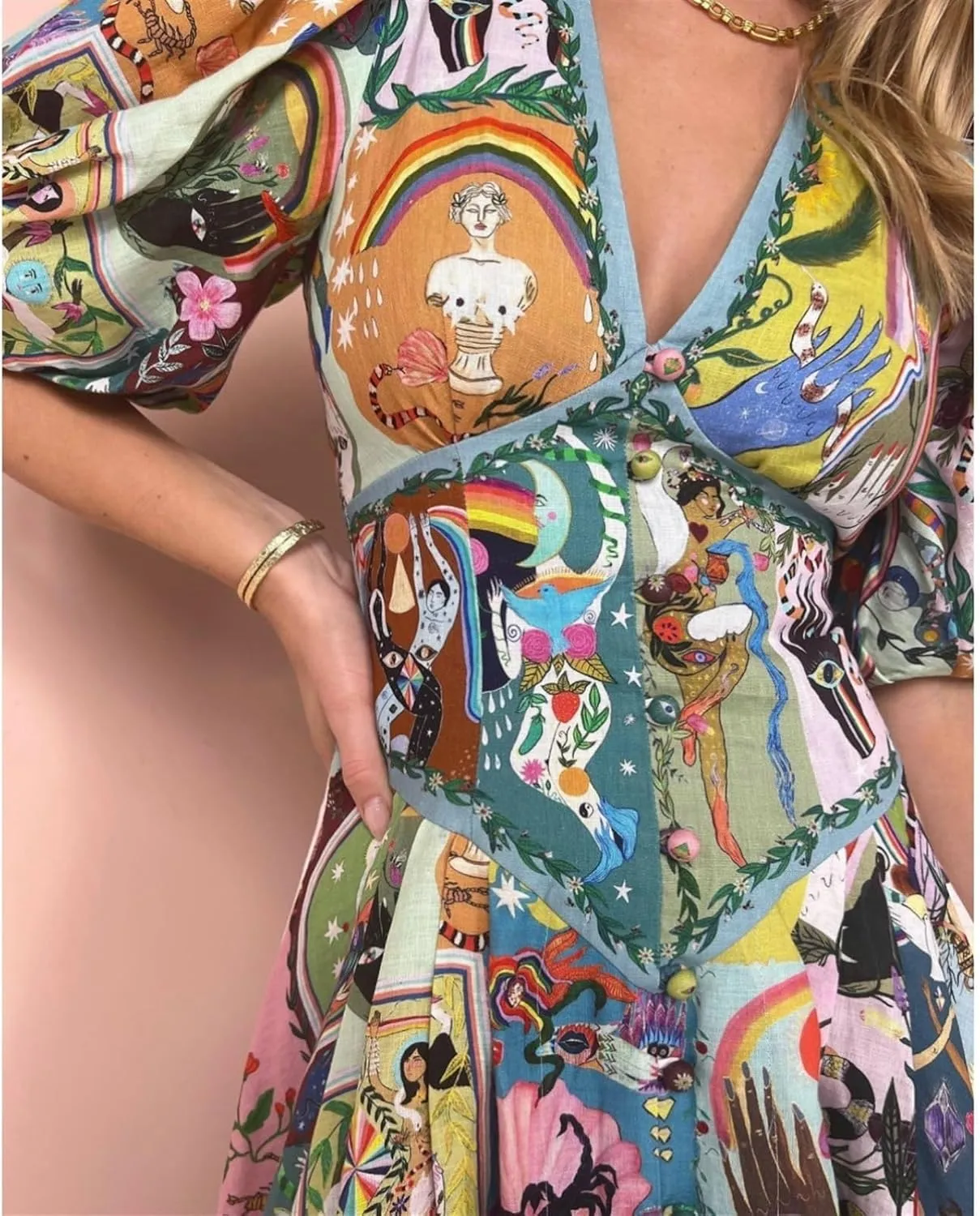 Women's Casual Floral Print Short Sleeve V Neck Midi Dress Workwear Office Dress Plus Size Wedding Guest Dress
