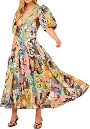Women's Casual Floral Print Short Sleeve V Neck Midi Dress Workwear Office Dress Plus Size Wedding Guest Dress