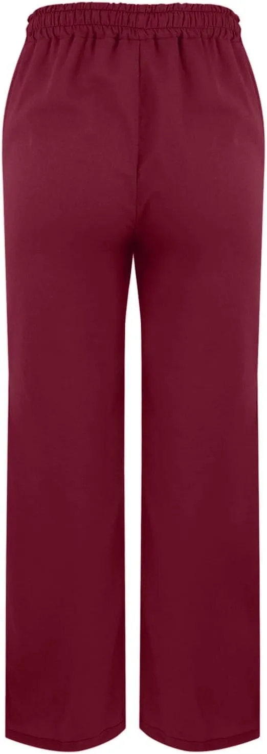 Womens Cotton Linen Pants Wide Leg Drawstring High Waist Casual Trousers Side Slit Beach Vacation Slacks with Pockets