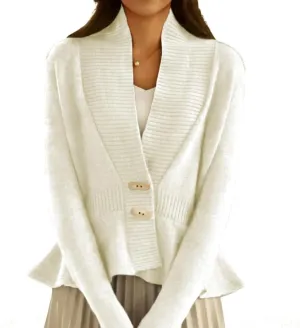 Women's Fall Ribbed V-Neck Vintage Cardigan Sweater Toggle Button Down Peplum Tops for Women